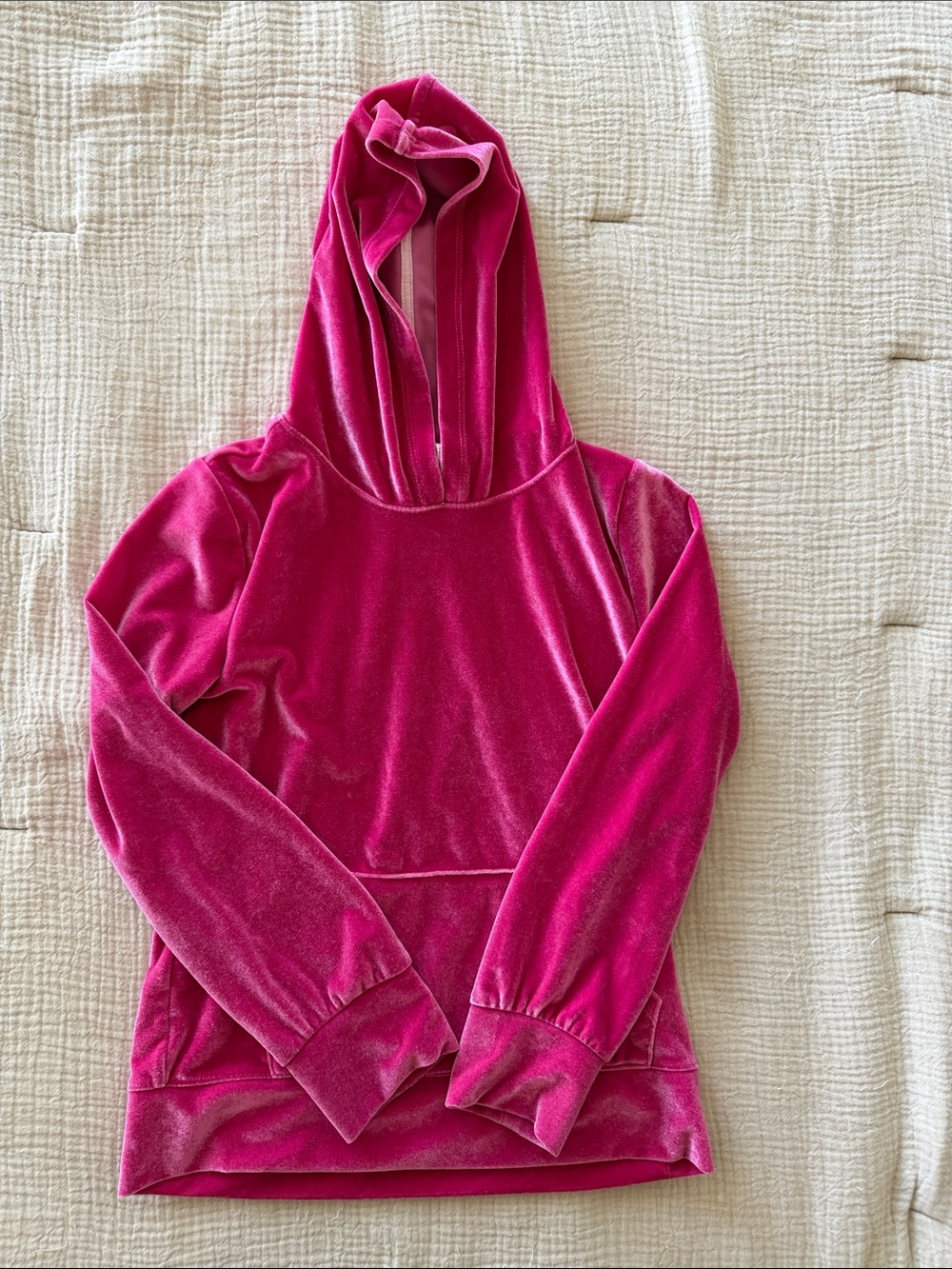 Cynthia Rowley Pink Velvet Hooded Sweatshirt Girls Size 7/8